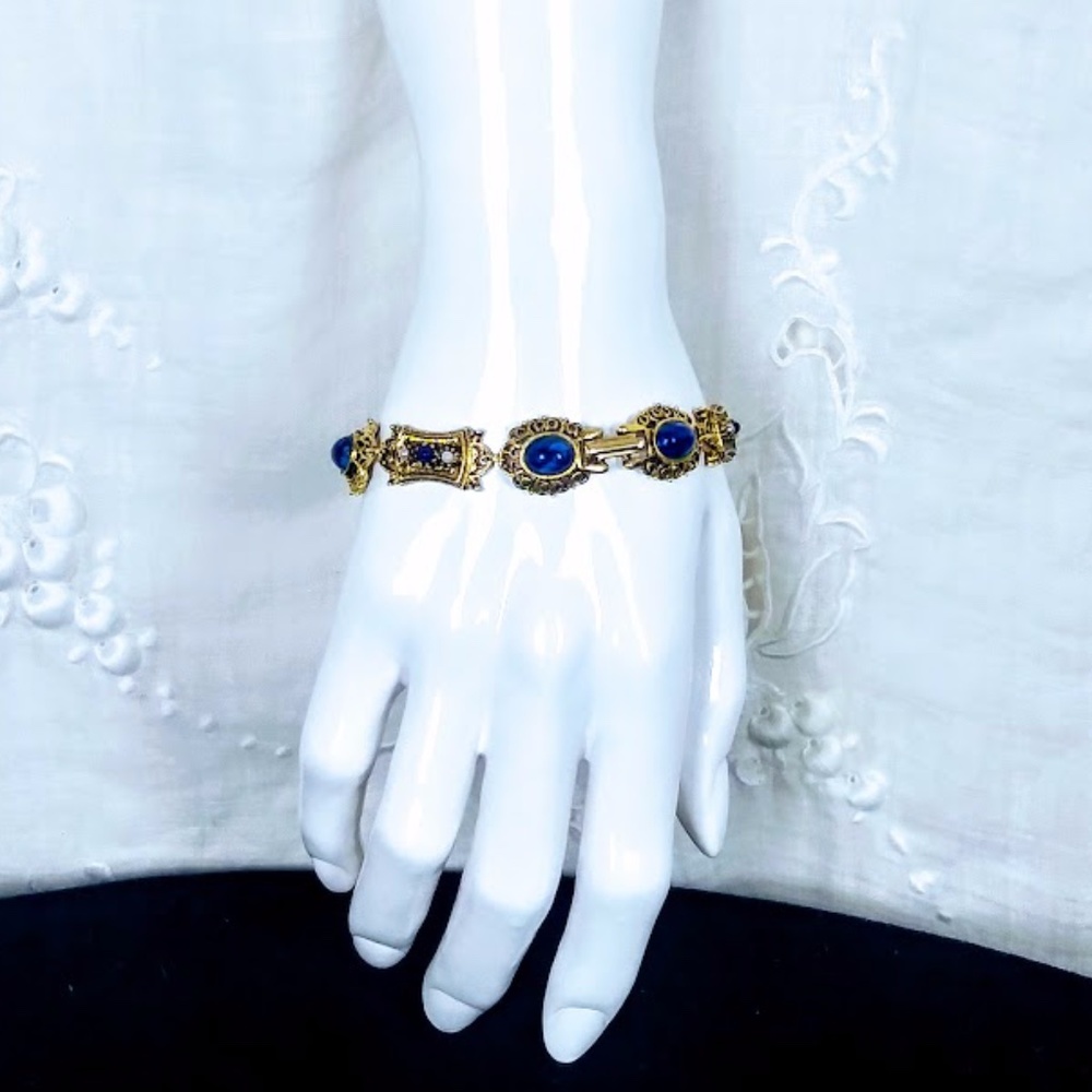 ART©️ Designer Easter Egg Beads Gold Tone Vintage Bracelet - Picture 4 of 11